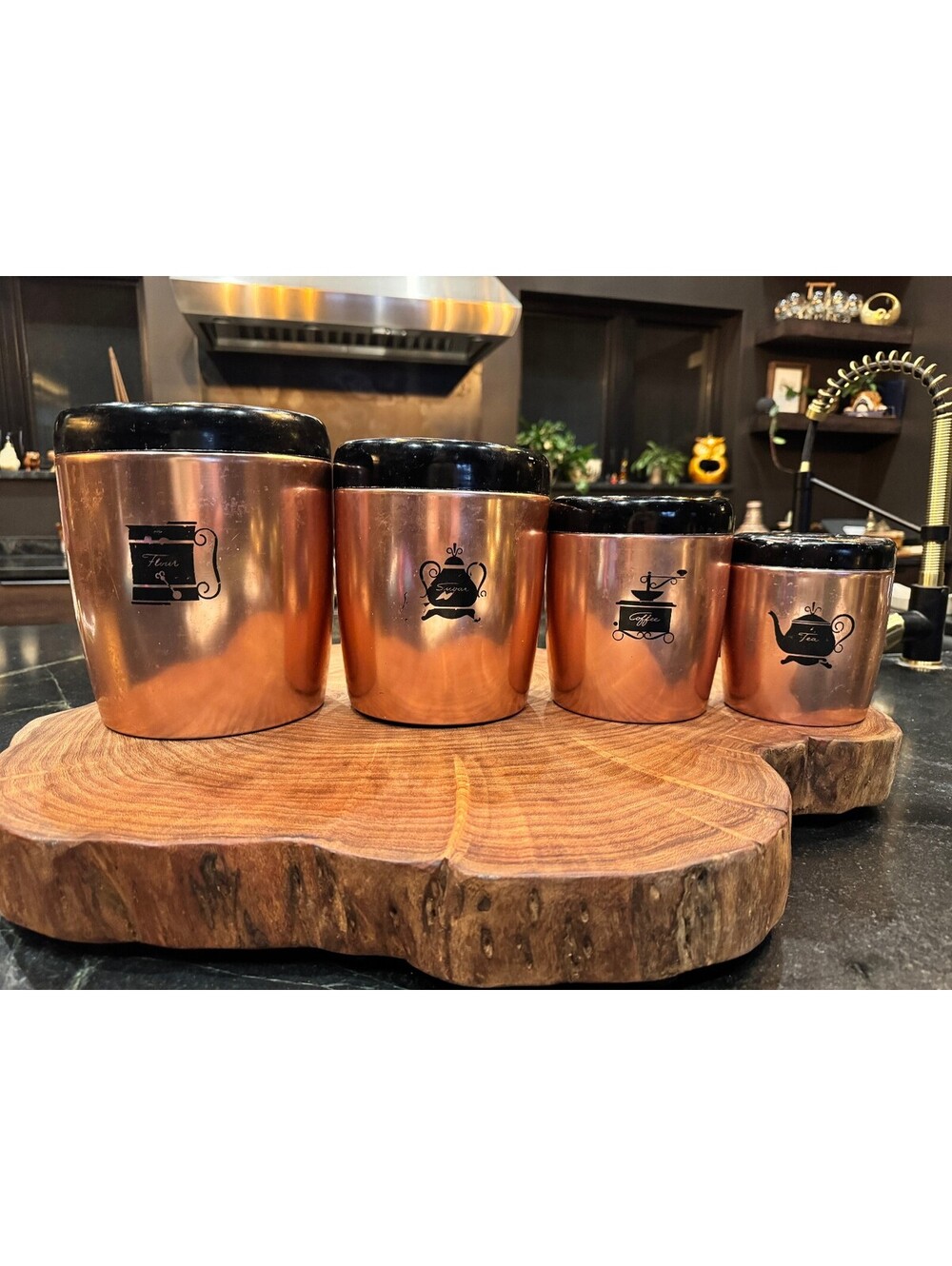 Vintage Mid-Century Copper Canister Set (4-Piece)